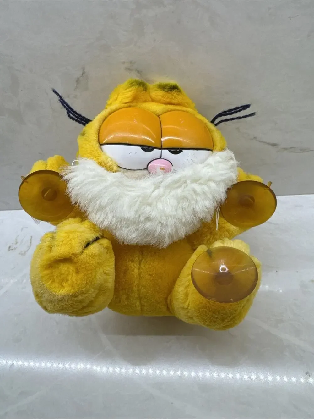 Vtg Dakin Garfield Bah Hunbug Christmas Car Window Cling Plush Suction Cup GUC